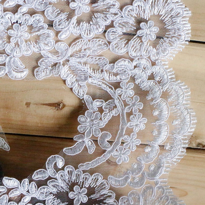 lace border cord lace trim for bridal veil ivory alencon lace trim bridal scalloped trim cord lace trim lace trimming