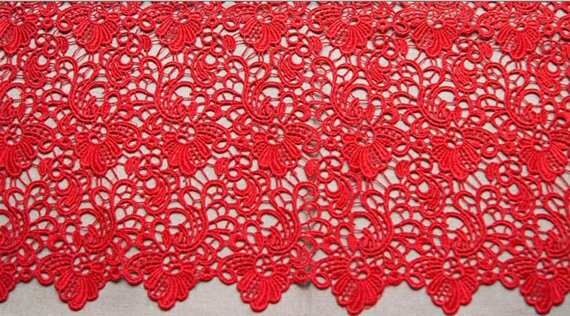 red guipure lace fabric