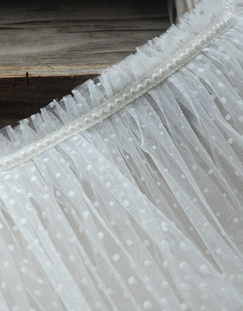 Tulle Dust Ruffle 2 Layers Tulle Ruffle With Polka Dots | Light Pink - Etsy