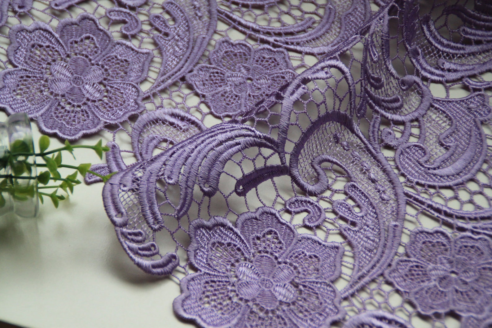 Lavender Lace Fabric Crocheted Gowns Fabric Embroidered Etsy