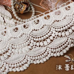 100% cotton lace trim with scallops, cotton guipure lace trim by the yard