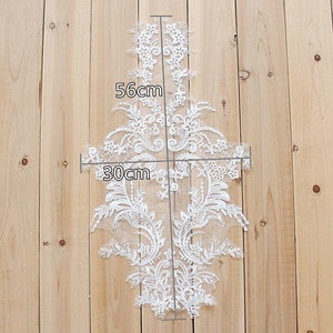 off white Lace Applique, heavy embroidered bodice lace applique, lace bodice for bridal dress altering, lace bodice, lace supplies