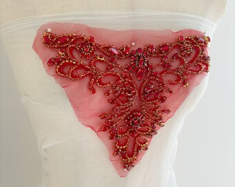 Applique décolleté en coeur rouge pour robe, fournitures de robe de mariée