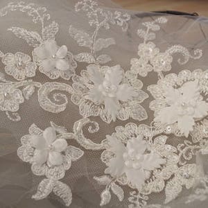 heavy bead lace applique, 3D lace applique, ivory bead lace applique, bridal headpiece applique, for bridal dress, wedding dress, 2pcs