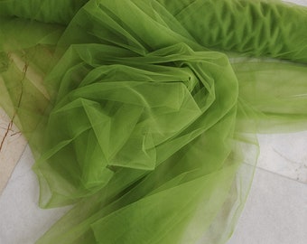 grass green plain tulle fabric, tulle lace fabric, mesh fabric, gauze fabric, net fabric, soft tulle lace fabric for dress and couture