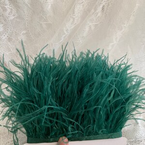 Green Ostrich Feather Trimming Fringe con nastro adesivo, modisteria artigianato costumi decorazione, naturale struzzo capelli piuma trim immagine 7