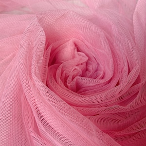 Watermelon pink plain tulle fabric, tulle lace fabric, mesh fabric, gauze fabric, net fabric, soft tulle lace fabric for couture, wholesale