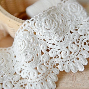 off white cotton lace trim , crochet cotton lace, retro scalloped trim lace, one yard image 3