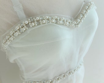 Pearl rhinestone beaded trim beading trim for bridal sash, wedding dress, apparel supplies