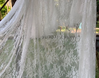 3 Meters off white Chantilly lace fabric