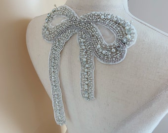 Bow Rhinestone applique for dress, dresst embellishment suplies