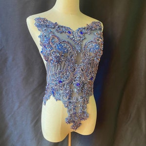 Large Rhinestone bodice applique, large crystal applique, crystal bodice applique for wedding dress, haute couture bridal supplies 1 piece