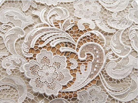 Off White Lace Fabric, Guipure Lace Fabric, Venise Lace Fabric