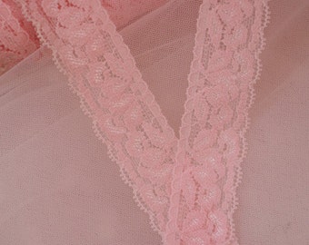 pink stretch lace trim 3 yards