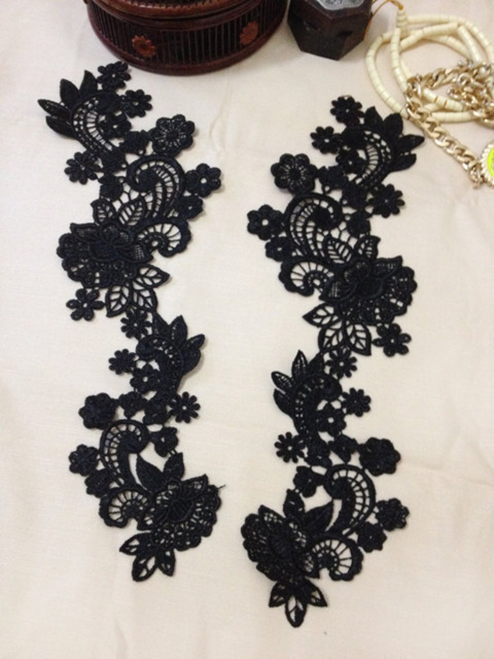 Black Lace Appliqueblack Venice Lace Applique Costume Design Etsy