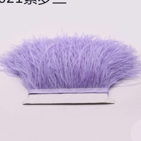 lavender Ostrich Feather Trimming Fringe with Ribbon Tape, Millinery Crafts Costumes Decoration, natural Ostrich hair feather trim