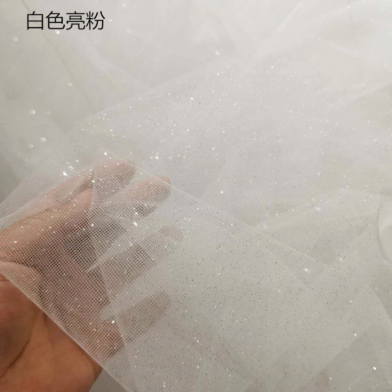 ivory tulle fabric with glitters for bridal dress, costume dress image 8