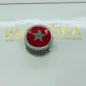 Pandora Morocco Flag charm Bead Charm Travel Bead Charm/Fits Pandora Bracelet/Travel Charm/Jewelry Gift For Women/S925 Silver with box