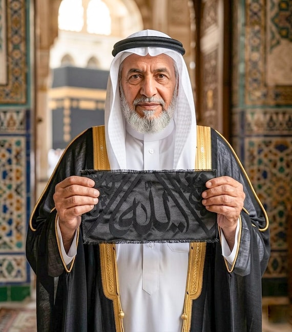 Certificated Kaaba Kiswah Cloth :  Piece from Holy Kaabah 45 cm X 20 cm