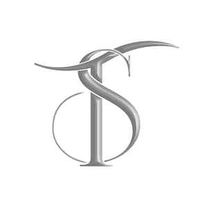 May include: A silver-coloured stylised letter 'S' with a silver-coloured stylised letter 'T' intertwined with it.