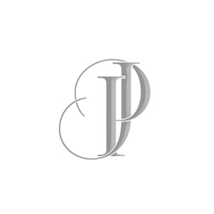 May include: A gray monogram logo with the letters "JP" intertwined within a circle.