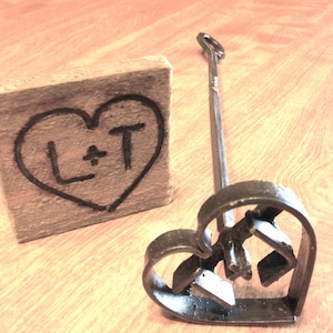 Steak Size Branding Iron, Custom Wedding Heart and Initials Brand