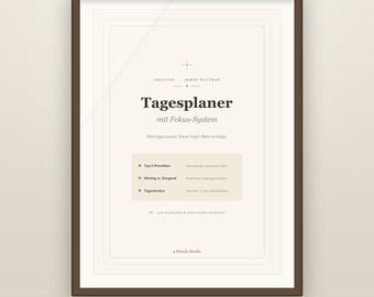 Daily Planner Printable Focus System Undated A4 PDF Instant Download