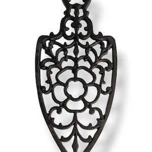 Vintage Cast Iron Trivet Tudor Rose Ornate Scroll Mid-Century Kitchen Wall Decor