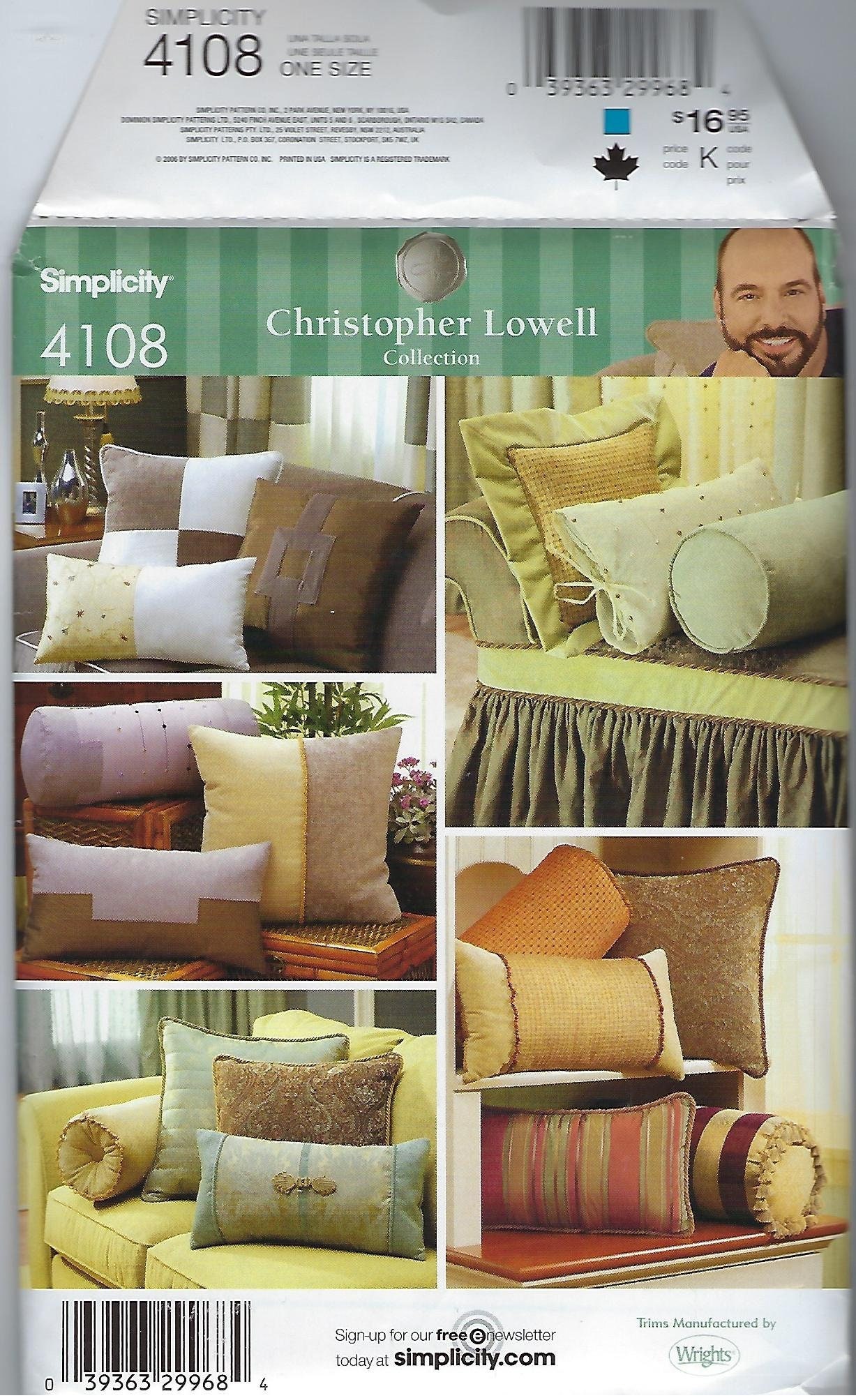 Uncut Simplicity Pattern 4108 Christopher Lowell Pillow Etsy