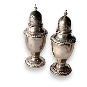 Juego de 2 saleros y pimenteros de plata Newport vintage