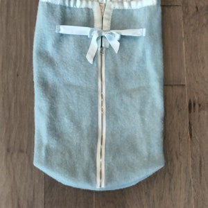 Vintage Woolen Baby Bunting, Kenwood, Snuggle Rug, Blue Wool Satin Ribbon