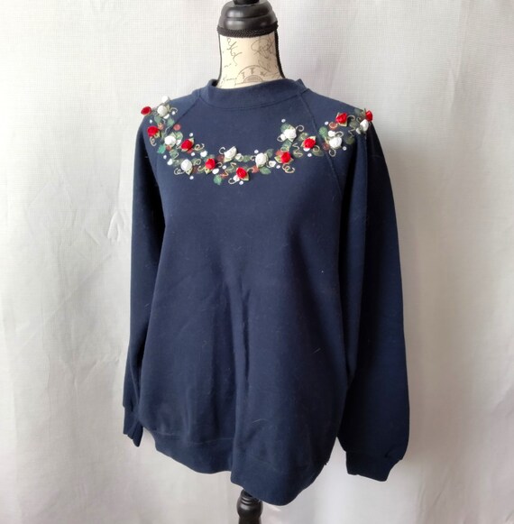 Navy Long Sleeve Festive Sweatshirt - image 1