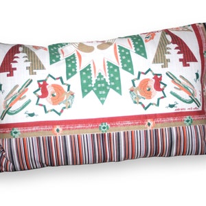 Southwestern motif bolster throw pillow 16 x 26 COVER ONLY Vintage Scarf applique