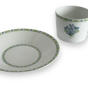 French Violettes Large CUP and SAUCER by Porcelaine de Paris