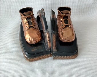 Vintage Copper Baby Shoe Bookends