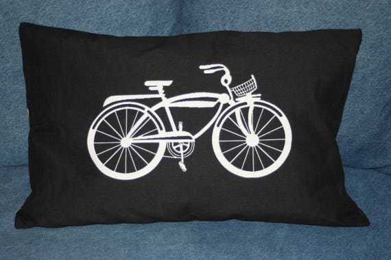 Bicycle Bolster Black And White Decorative Pillow 15 X 23 Etsy