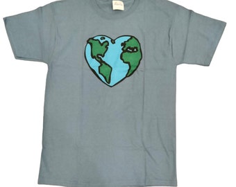 Earth Day Heart Shaped Earth Blue Unisex Short Sleeve Cotton T-shirt LIMITED Edition