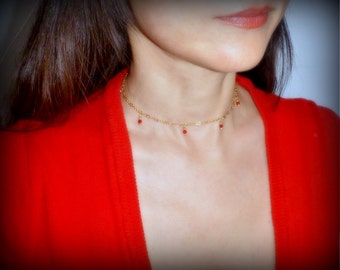 Necklace ruby gold short necklace ruby silver choker ruby gold choker ruby silver necklace women fashion jewellery