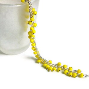 Jewelry set neon yellow necklace yellow beaded bracelet beaded silver necklace candy color jewelry image 2