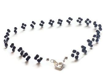 Black beaded choker black beaded necklace crystal adjustable choker black beaded bracelet women teens fashion jewelry