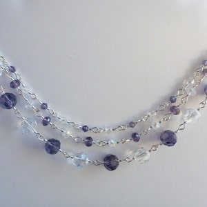 Amethyst layered necklace purple beaded necklace crystal necklace women fashion jewelry