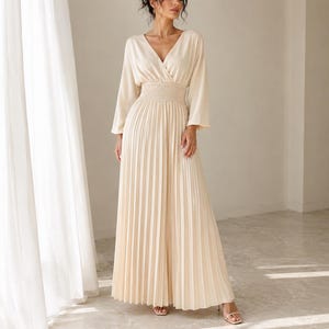 cream color dress for wedding guest Color:Homeroom Blooms BCBGMaxAzria | Dresses | Muave Maxi dress adding an elegant touch