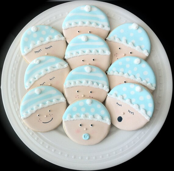 Items similar to Decorated Baby Shower Cookies Cute Baby Faces in your