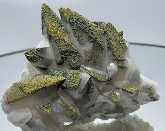Multi Color Drusy Chalcopyrite on Calcite