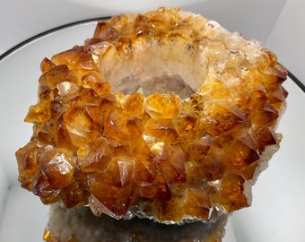 Citrine crystal candle holder
