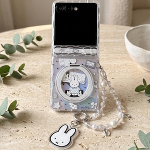 Skal med kanin- och tecknad ringformad design till Samsung Galaxy Z Flip 7 6 5 FE