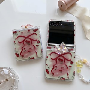Custodia con fiocco a rosa per Galaxy Z Flip7 Flip6 Flip5 Flip4 Flip3