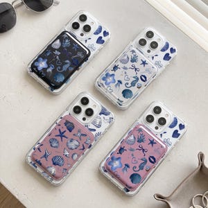 Ocean MagSafe Wallet & iPhone Case Set with Seashell Starfish Design