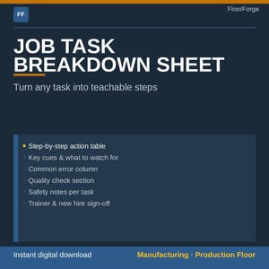 Job Task Breakdown Sheet | Step-by-Step Training Template for Factories