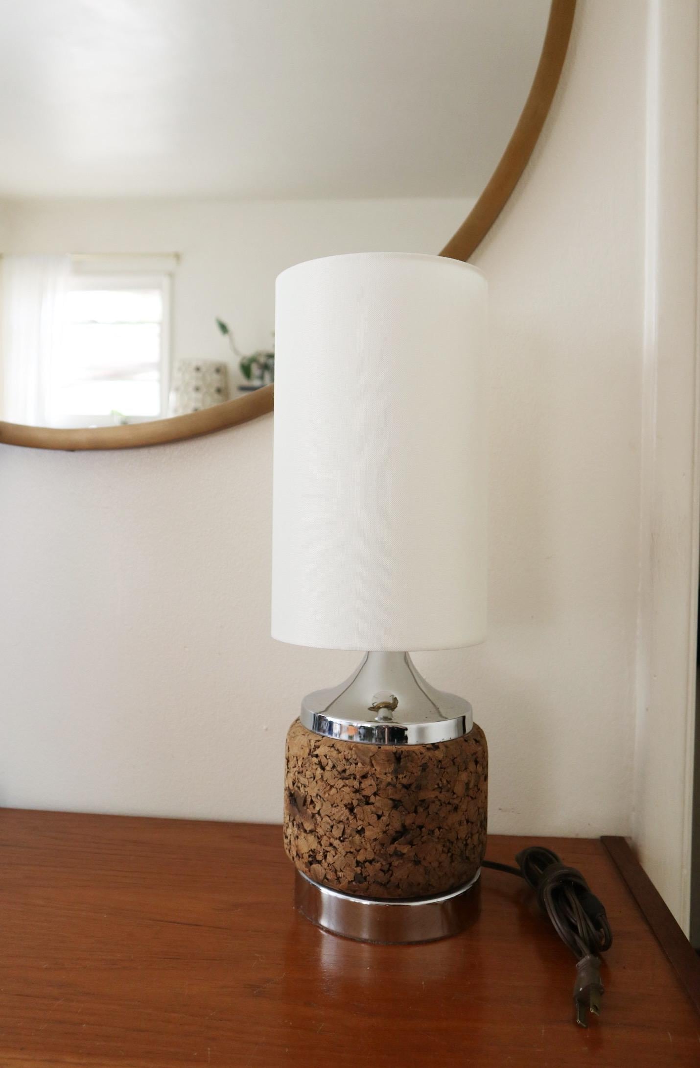 ❃US✵Vintage Cork Lamp Mid Century Modern Cork Table Lamp - Etsy